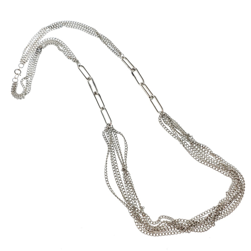 Silver tone necklace multi strand